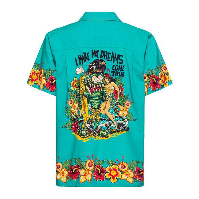 King Kerosin Make My Dreams AOP Fun Shirt Sky Blue - FREE UK Shipping, FREE 365 Day Returns | Moto Central