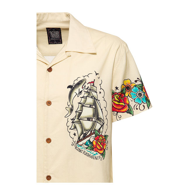 King Kerosin Homeward Bount AOP Fun Shirt Cloud Cream - FREE UK Shipping, FREE 365 Day Returns | Moto Central