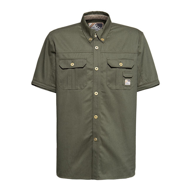 King Kerosin Motorshop Workwear Shirt Military Green - FREE UK Shipping, FREE 365 Day Returns | Moto Central