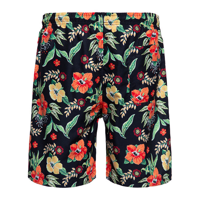 King Kerosin Flower Bath AOP Shorts Black - FREE UK Shipping, FREE 365 Day Returns | Moto Central