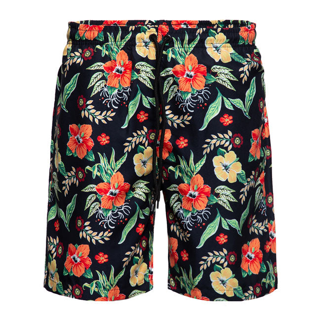 King Kerosin Flower Bath AOP Shorts Black - FREE UK Shipping, FREE 365 Day Returns | Moto Central