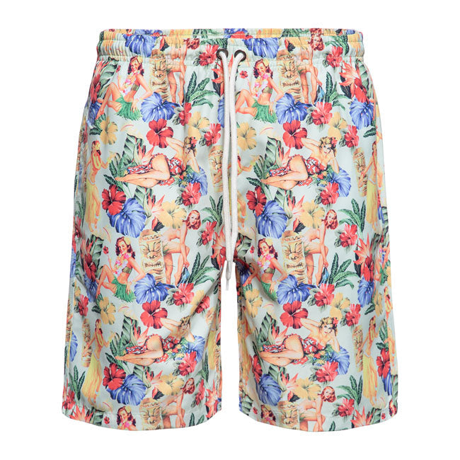 King Kerosin Flower Bath AOP Shorts Warm Sand - FREE UK Shipping, FREE 365 Day Returns | Moto Central