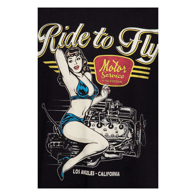 King Kerosin Pin Up Motor T-Shirt Black - FREE UK Shipping, FREE 365 Day Returns | Moto Central