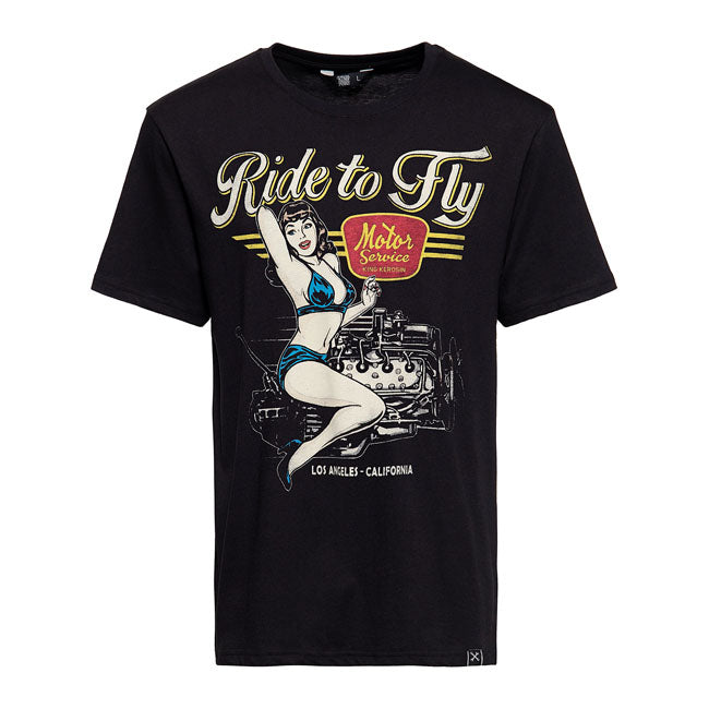 King Kerosin Pin Up Motor T-Shirt Black - FREE UK Shipping, FREE 365 Day Returns | Moto Central