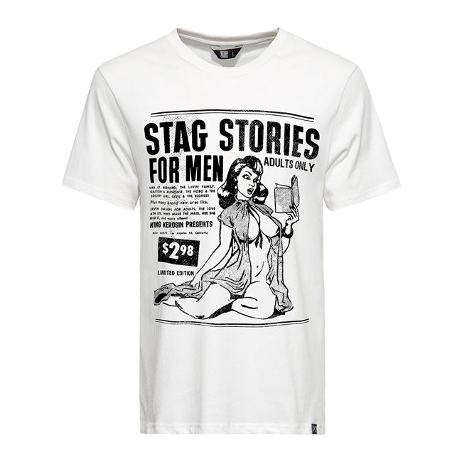 King Kerosin Stag Stories T-Shirt Off White - FREE UK Shipping, FREE 365 Day Returns | Moto Central