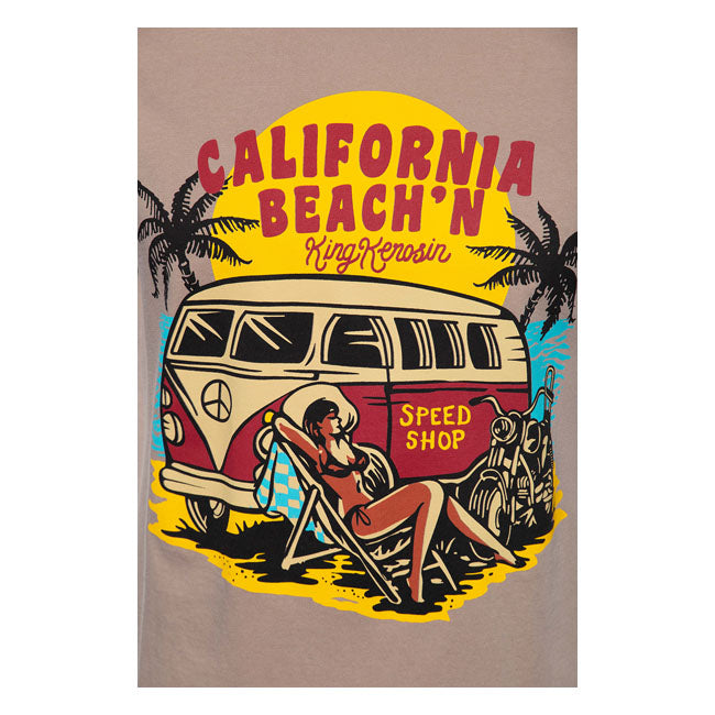 King Kerosin California Beachin T-Shirt Latte - FREE UK Shipping, FREE 365 Day Returns | Moto Central