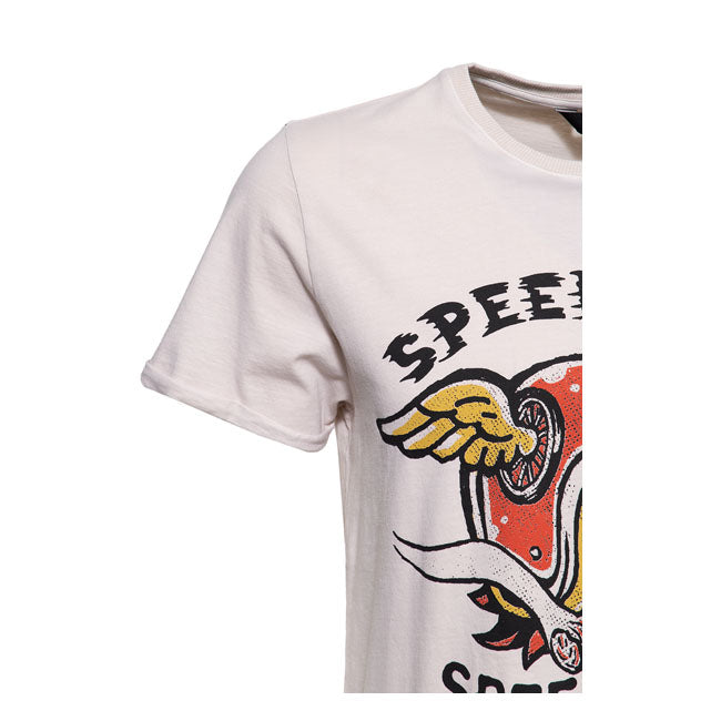 King Kerosin Speedfreak Speedshop T-Shirt Ecru - FREE UK Shipping, FREE 365 Day Returns | Moto Central