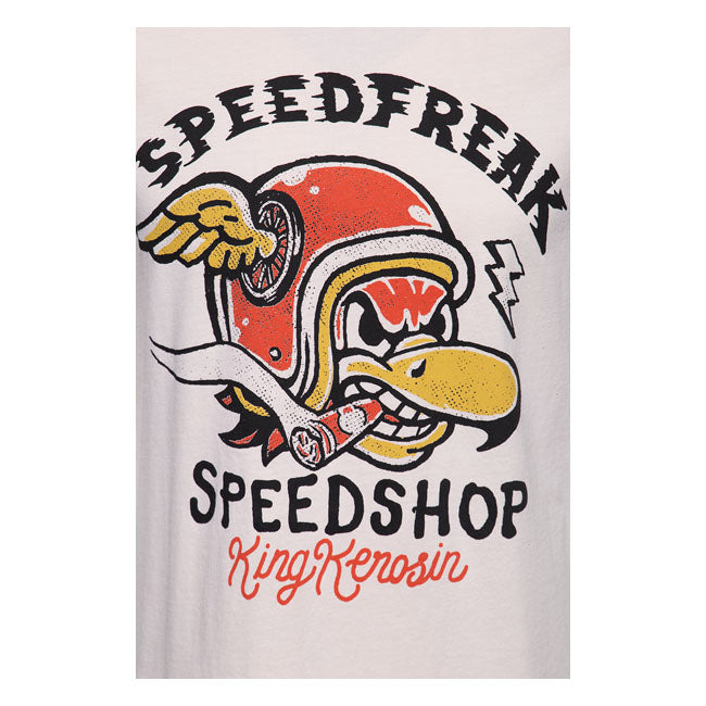 King Kerosin Speedfreak Speedshop T-Shirt Ecru - FREE UK Shipping, FREE 365 Day Returns | Moto Central