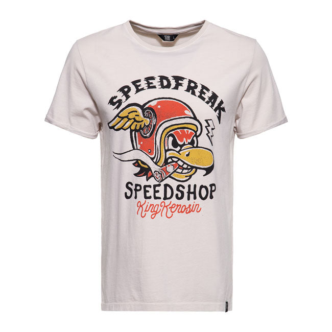 King Kerosin Speedfreak Speedshop T-Shirt Ecru