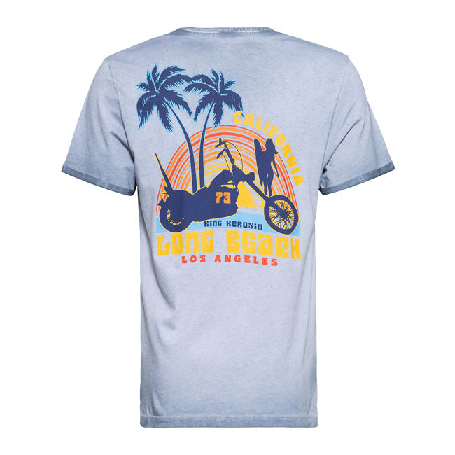 King Kerosin Long Beach T-Shirt Smoke Blue - FREE UK Shipping, FREE 365 Day Returns | Moto Central