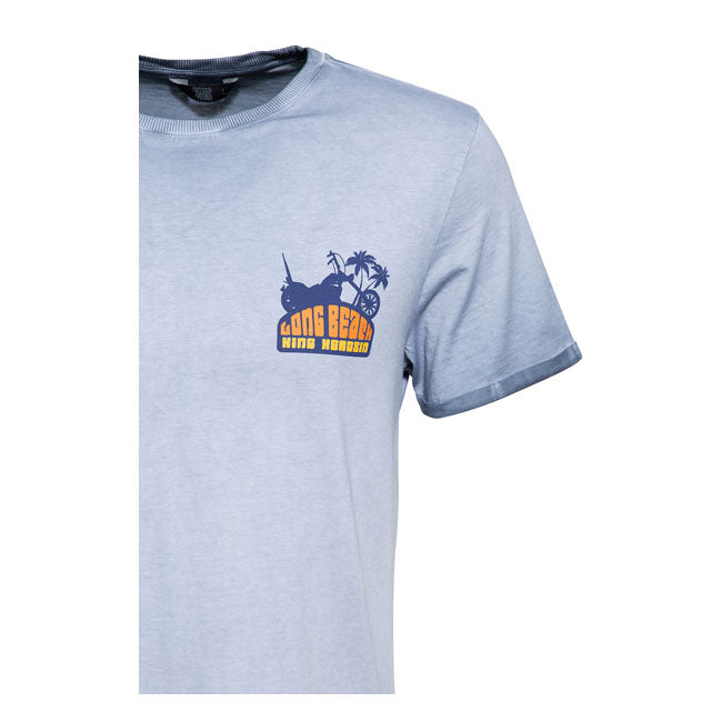 King Kerosin Long Beach T-Shirt Smoke Blue - FREE UK Shipping, FREE 365 Day Returns | Moto Central