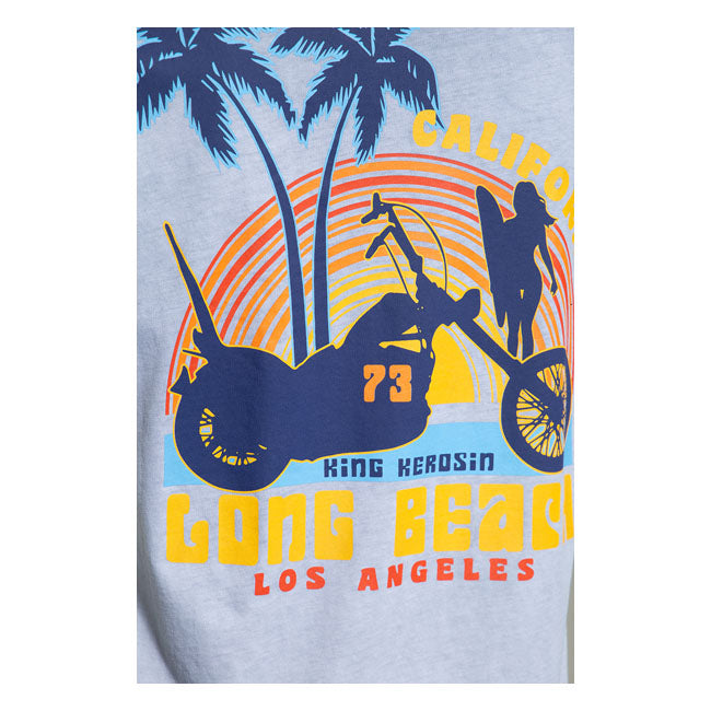 King Kerosin Long Beach T-Shirt Smoke Blue - FREE UK Shipping, FREE 365 Day Returns | Moto Central