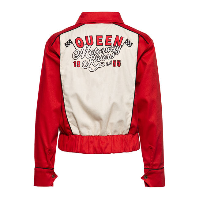 King Kerosin Queen Kerosin Motorway Riders Ladies Jacket Red / White - FREE UK Shipping, FREE 365 Day Returns | Moto Central