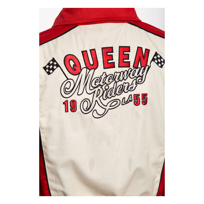 King Kerosin Queen Kerosin Motorway Riders Ladies Jacket Red / White - FREE UK Shipping, FREE 365 Day Returns | Moto Central