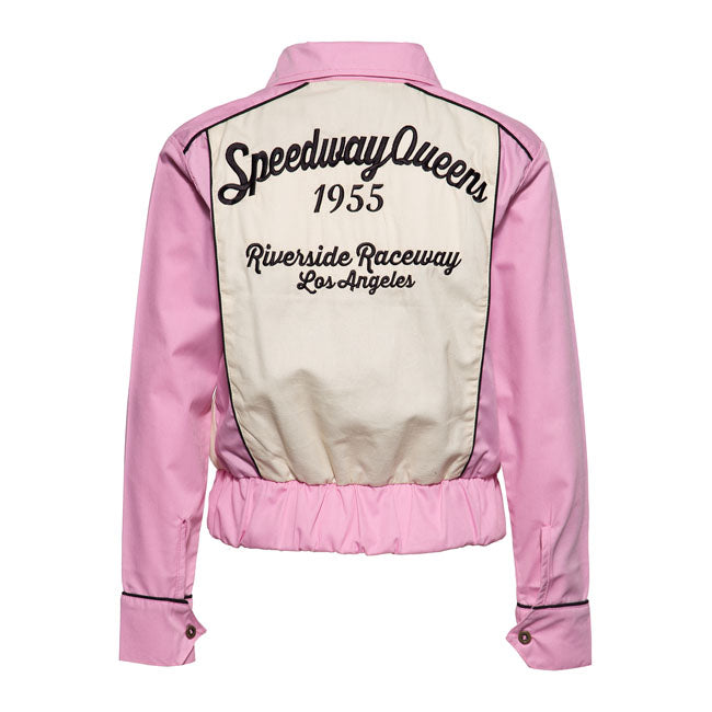 King Kerosin Queen Kerosin Speedway Queens Ladies Jacket Old Pink / White - FREE UK Shipping, FREE 365 Day Returns | Moto Central