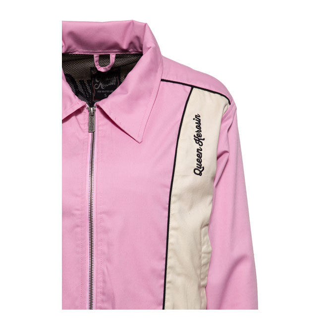 King Kerosin Queen Kerosin Speedway Queens Ladies Jacket Old Pink / White - FREE UK Shipping, FREE 365 Day Returns | Moto Central