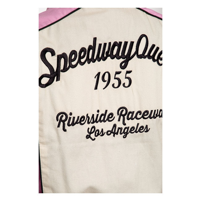 King Kerosin Queen Kerosin Speedway Queens Ladies Jacket Old Pink / White - FREE UK Shipping, FREE 365 Day Returns | Moto Central