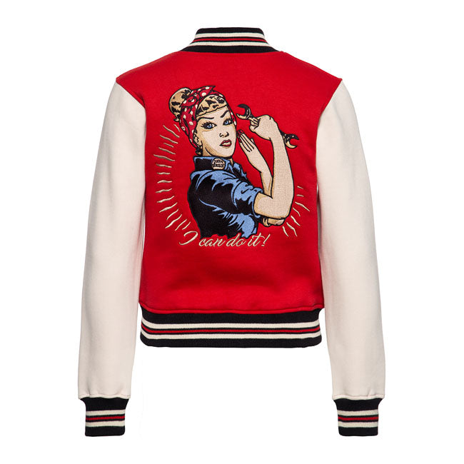 King Kerosin Queen Kerosin Motor Queen College Sweat Ladies Jacket Red / White