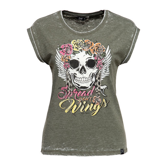 King Kerosin Queen Kerosin Spread Your Wings Ladies Shirt Olive