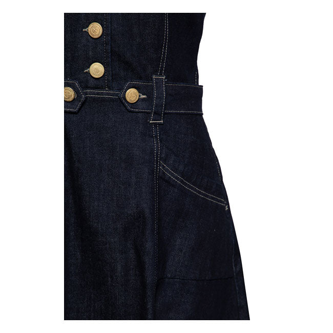 King Kerosin Queen Kerosin Western Denim Swing Ladies Dress Dark Blue Wash