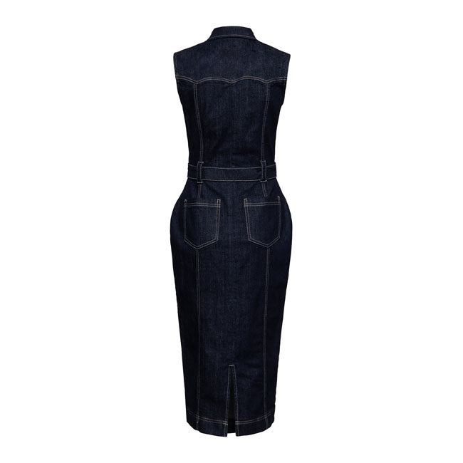 King Kerosin Queen Kerosin Western Denim Pencil Ladies Dress Dark Blue Wash