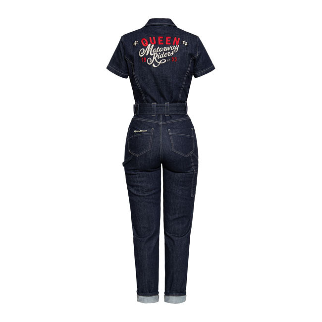 King Kerosin Queen Kerosin Motorway Riders Denim Ladies Overall Dark Blue - FREE UK Shipping, FREE 365 Day Returns | Moto Central