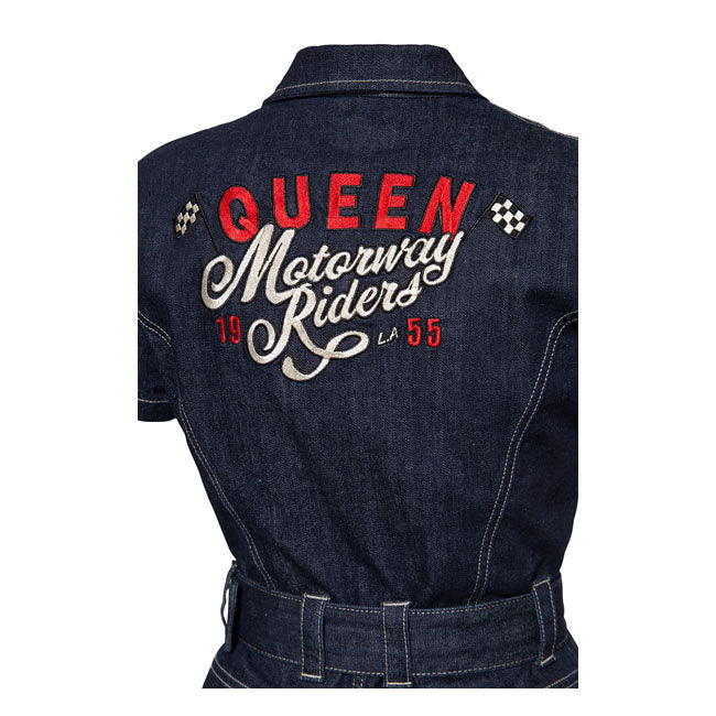 King Kerosin Queen Kerosin Motorway Riders Denim Ladies Overall Dark Blue - FREE UK Shipping, FREE 365 Day Returns | Moto Central