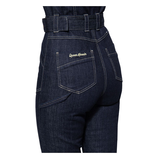 King Kerosin Queen Kerosin Motorway Riders Denim Ladies Overall Dark Blue - FREE UK Shipping, FREE 365 Day Returns | Moto Central