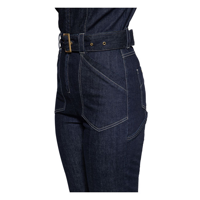 King Kerosin Queen Kerosin Motorway Riders Denim Ladies Overall Dark Blue - FREE UK Shipping, FREE 365 Day Returns | Moto Central