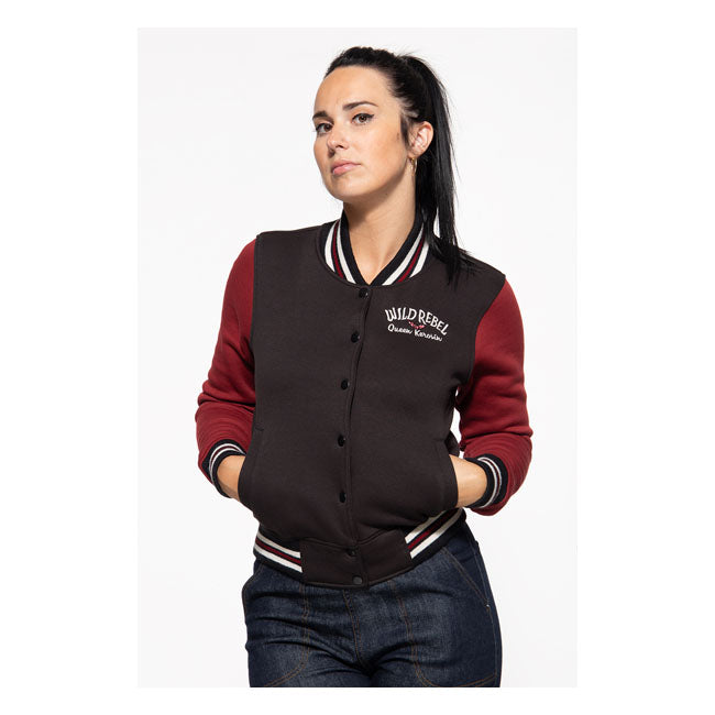 King Kerosin Queen Kerosin Wild Rebel College Sweat Ladies Jacket Black / Red - FREE UK Shipping, FREE 365 Day Returns | Moto Central