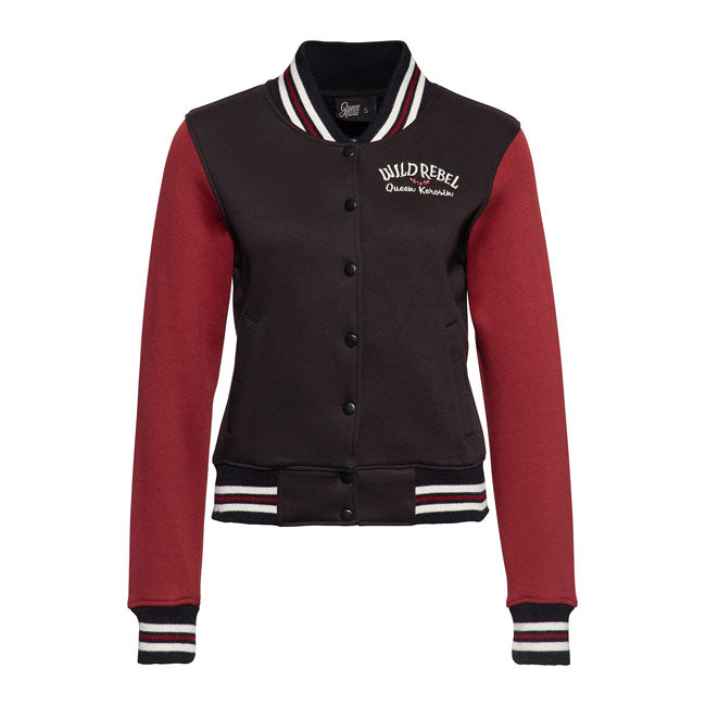 King Kerosin Queen Kerosin Wild Rebel College Sweat Ladies Jacket Black / Red - FREE UK Shipping, FREE 365 Day Returns | Moto Central