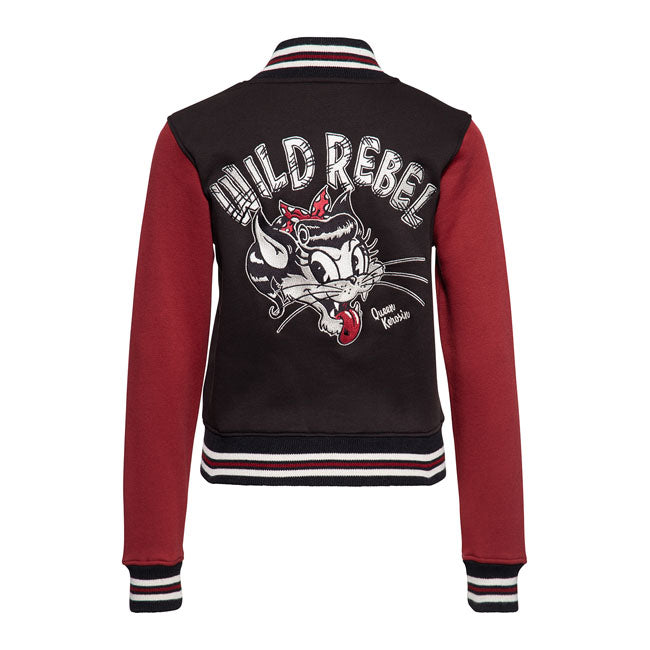 King Kerosin Queen Kerosin Wild Rebel College Sweat Ladies Jacket Black / Red - FREE UK Shipping, FREE 365 Day Returns | Moto Central