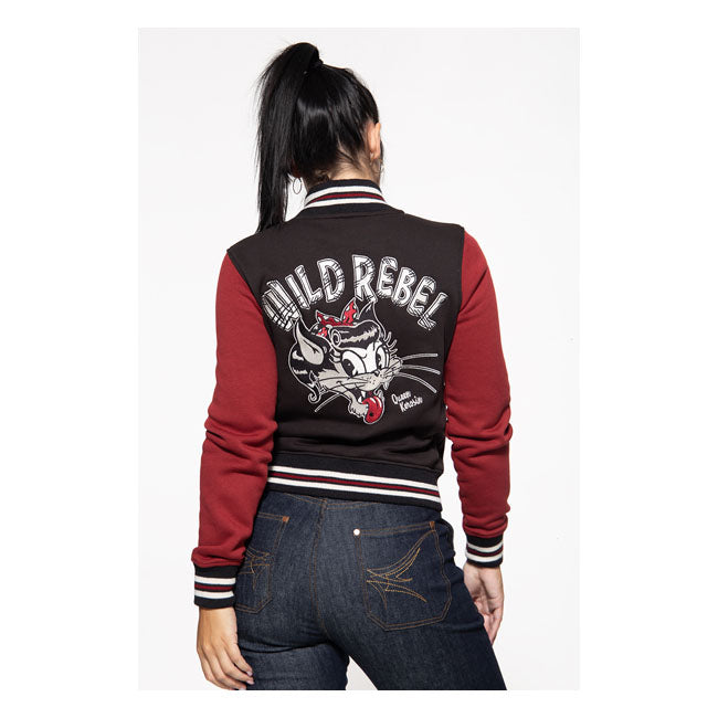 King Kerosin Queen Kerosin Wild Rebel College Sweat Ladies Jacket Black / Red