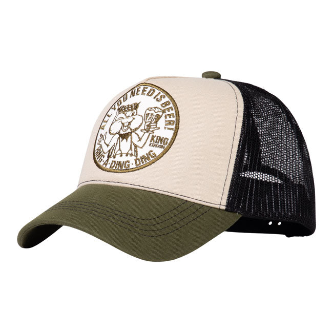 King Kerosin All You Need Is Beer Trucker Cap Green / Ecru