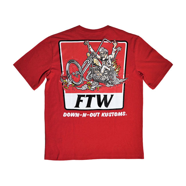 Down-N-Out Gettin Fried T-Shirt Red - FREE UK Shipping, FREE 365 Day Returns | Moto Central