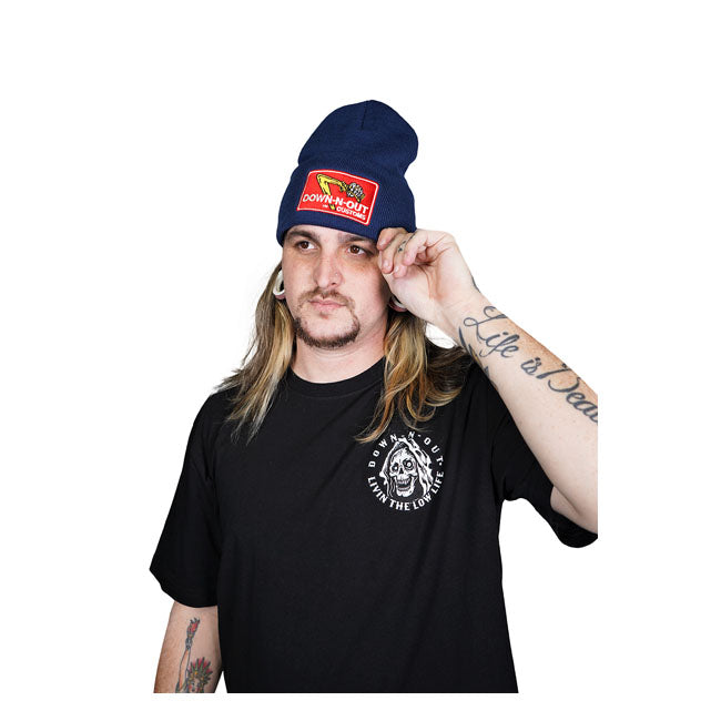 Down-N-Out Shifter Logo Beanie Navy Blue