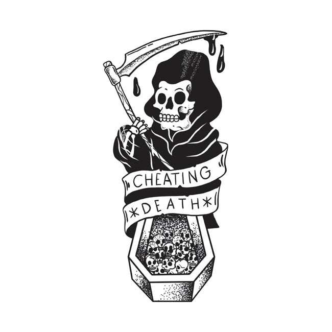 Down-N-Out Cheating Death Reaper Sticker