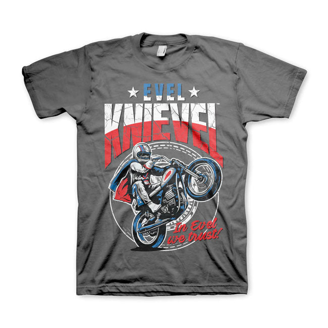 Evel Knievel Wheelie T-Shirt Dark Grey