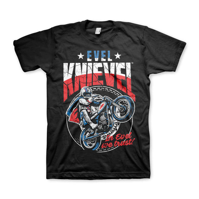 Evel Knievel Wheelie T-Shirt Black