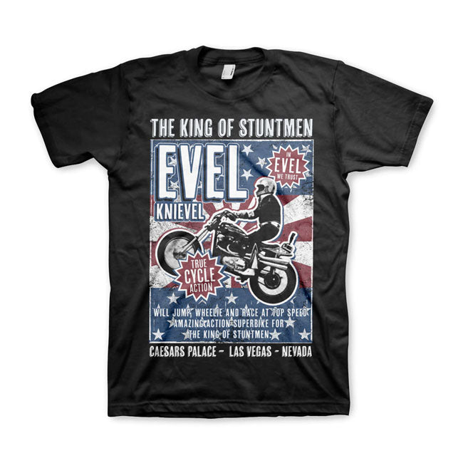 Evel Knievel Poster T-Shirt Black