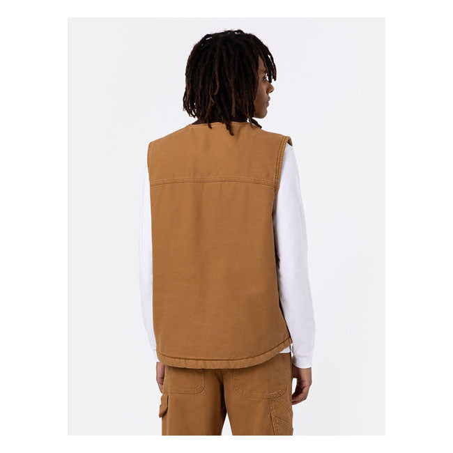 Dickies Duck Canvas Vest Stone Washed Brown Duck - FREE UK Shipping, FREE 365 Day Returns | Moto Central