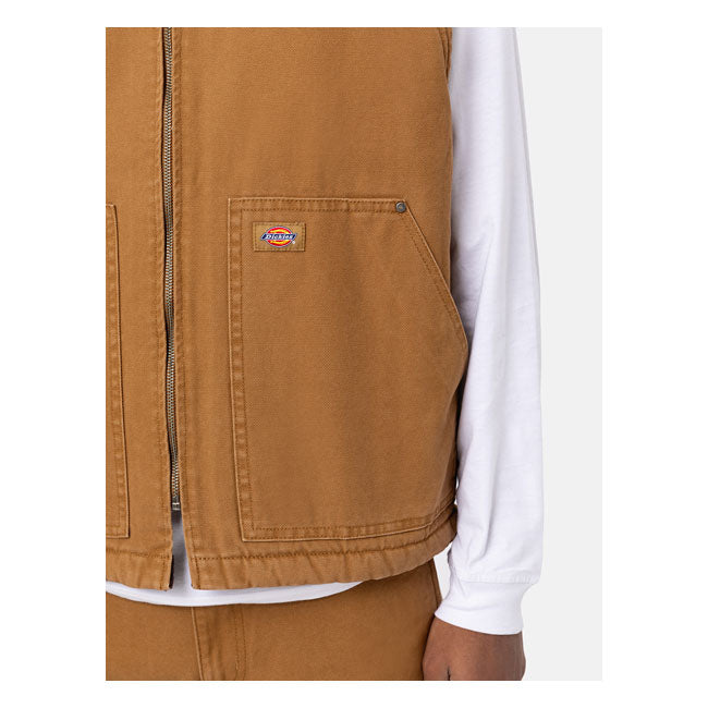 Dickies Duck Canvas Vest Stone Washed Brown Duck - FREE UK Shipping, FREE 365 Day Returns | Moto Central