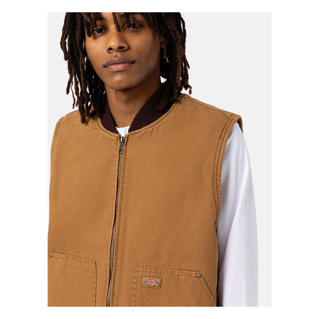 Dickies Duck Canvas Vest Stone Washed Brown Duck - FREE UK Shipping, FREE 365 Day Returns | Moto Central