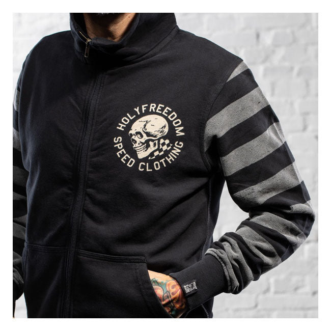 Holy Freedom Skull Hooded Windstop Sweatshirt Black - FREE UK Shipping, FREE 365 Day Returns | Moto Central