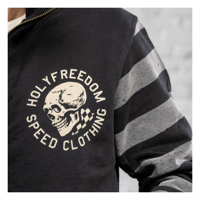 Holy Freedom Skull Hooded Windstop Sweatshirt Black - FREE UK Shipping, FREE 365 Day Returns | Moto Central