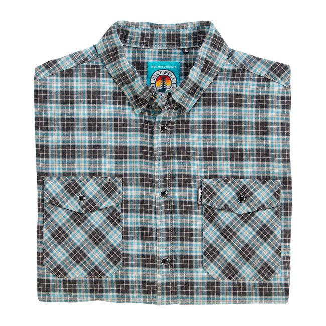 Biltwell Pacific Flannel Shirt Grey / Agave / Black - FREE UK Shipping, FREE 365 Day Returns | Moto Central