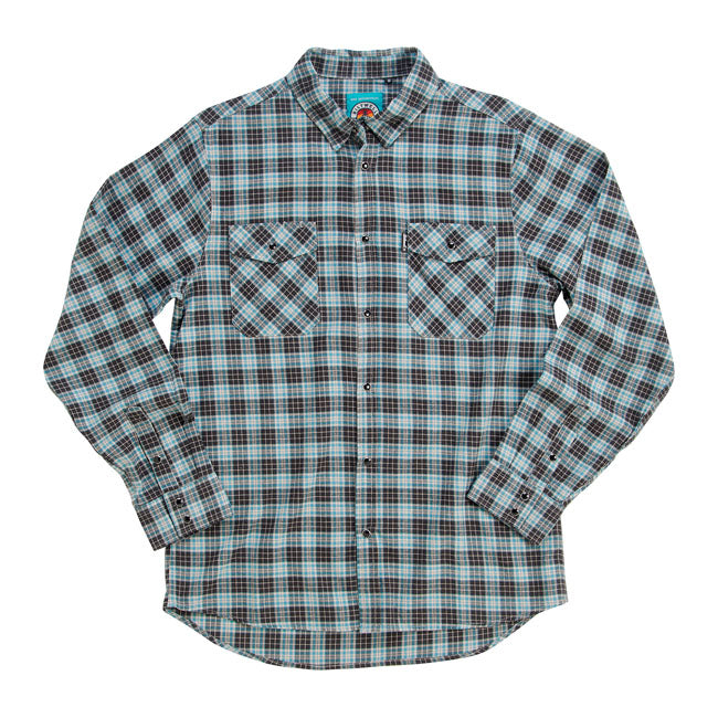 Biltwell Pacific Flannel Shirt Grey / Agave / Black - FREE UK Shipping, FREE 365 Day Returns | Moto Central