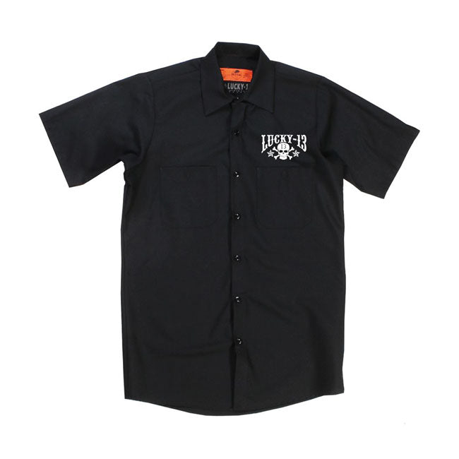 Lucky 13 Skull Stars Workshirt Black - FREE UK Shipping, FREE 365 Day Returns | Moto Central