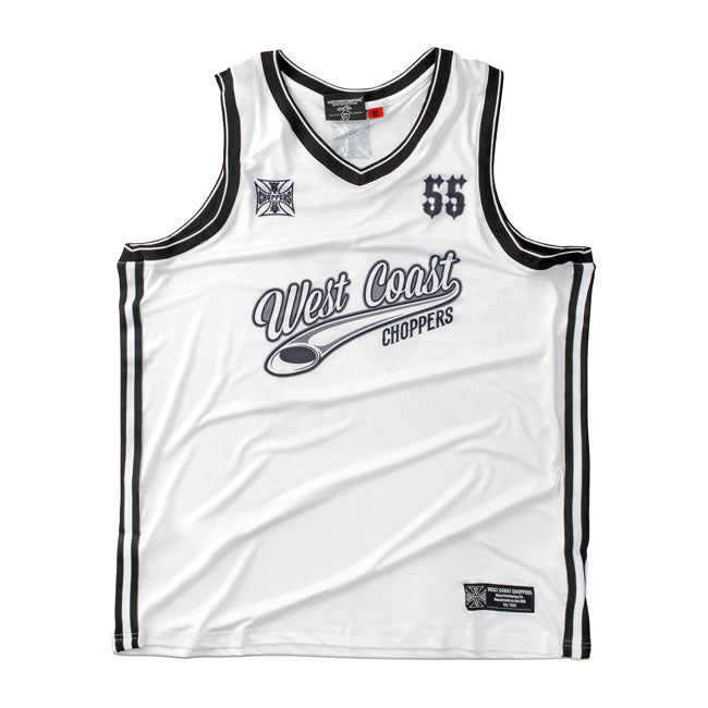 West Coast Choppers 55 Basket Game Jersey White - FREE UK Shipping, FREE 365 Day Returns | Moto Central