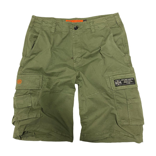 West Coast Choppers CFL Cargo Shorts Vintage Olive Green - FREE UK Shipping, FREE 365 Day Returns | Moto Central